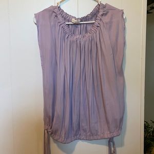 Purple mustard seed tank top with ties at bottom